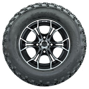GTW 12 inch Spyder machined black wheels with Rogue all-terrain tires - Set of Four