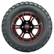 GTW 12 inch Spyder red and black wheels with Rogue all-terrain tires - Set of Four