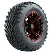 GTW 12 inch Spyder red and black wheels with Rogue all-terrain tires - Set of Four