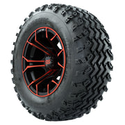 GTW 12 inch Spyder red and black wheels with Rogue all-terrain tires - Set of Four