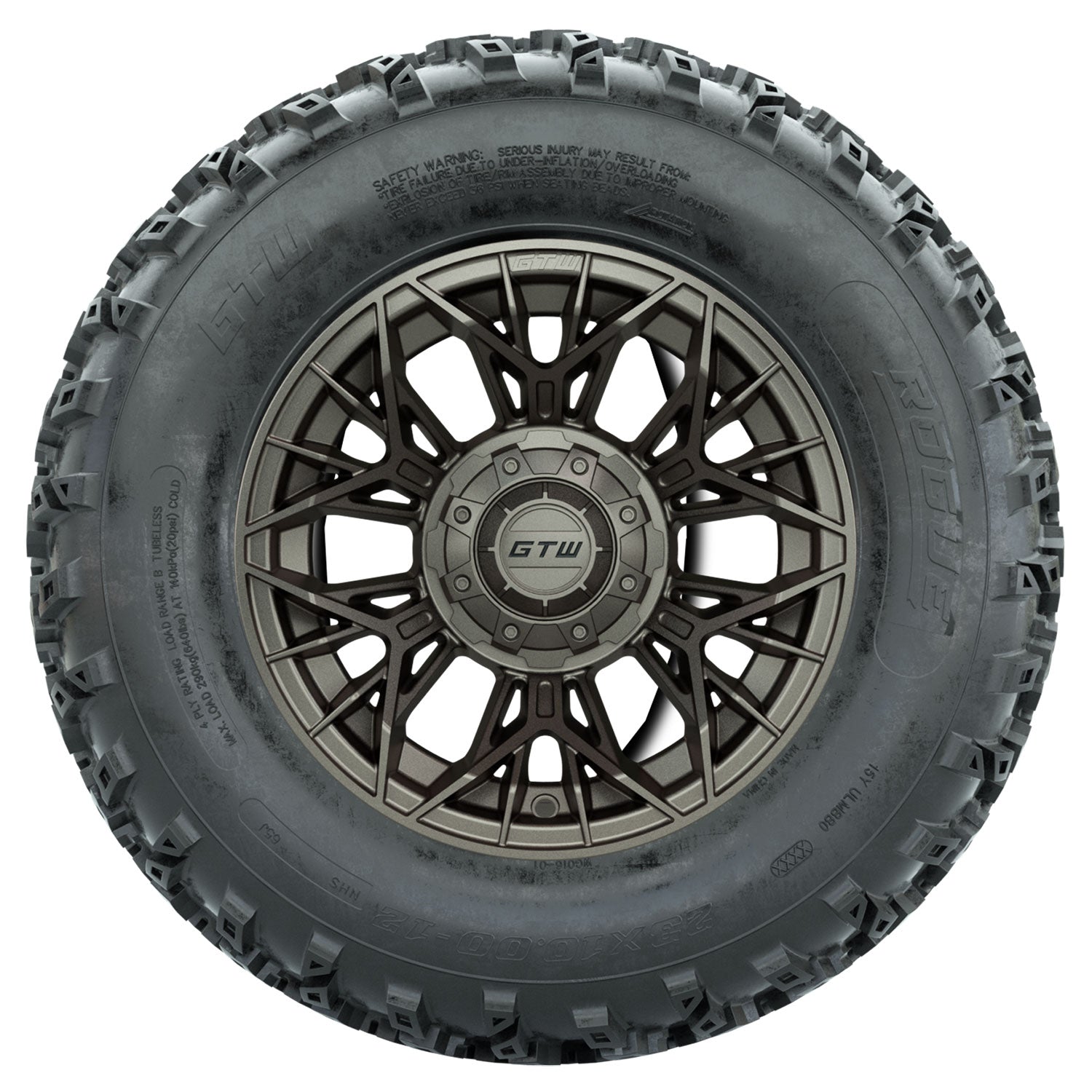 GTW 12 inch Stellar matte bronze wheels with Rogue all-terrain tires - Set of Four