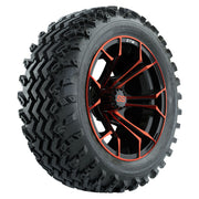 GTW 14 inch Spyder red and black wheels with Rogue all-terrain tires - Set of Four