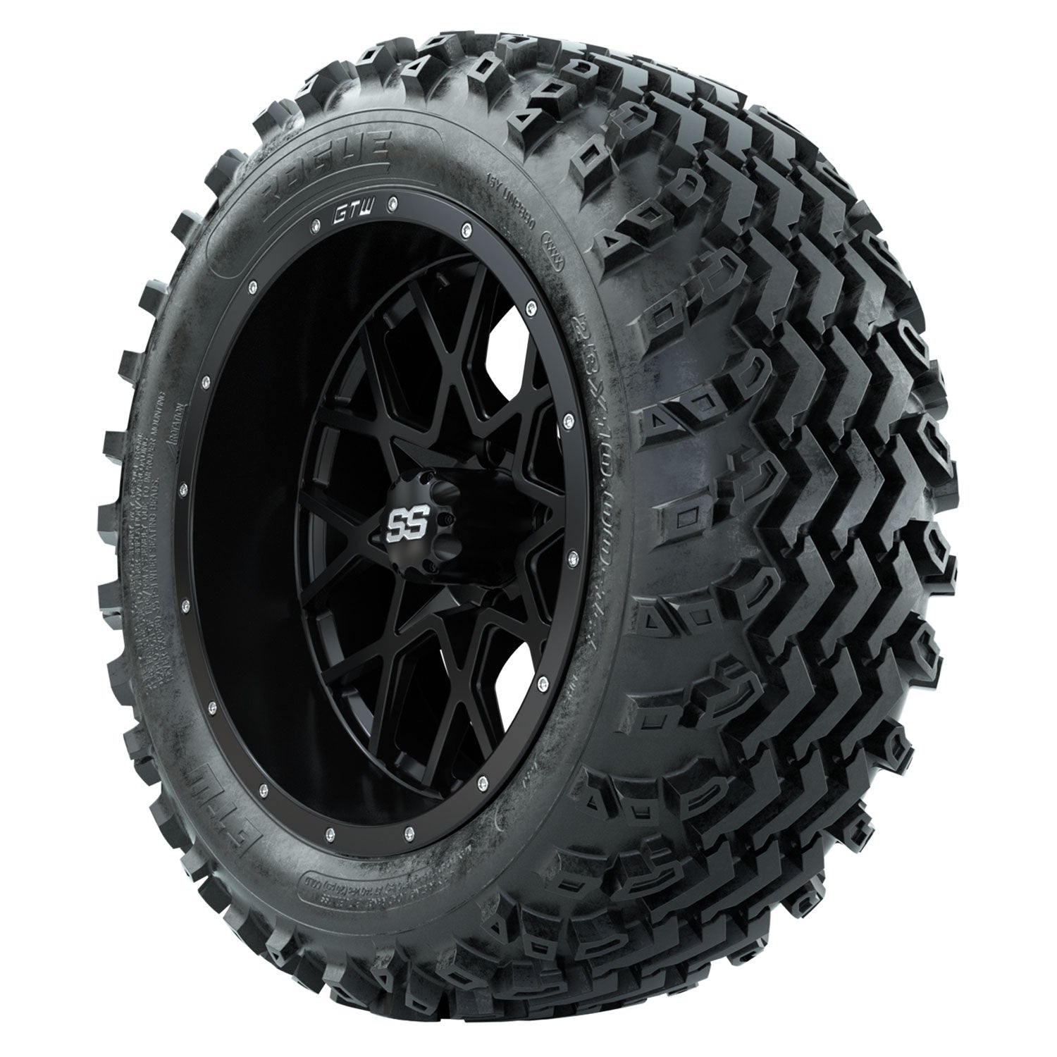 GTW 14 inch Vortex matte black wheels with Rogue all-terrain tires - Set of Four