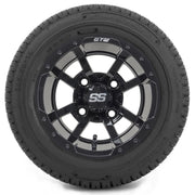 GTW 10 inch Storm Trooper black wheels with Fusion DOTstreet tires - Set of Four