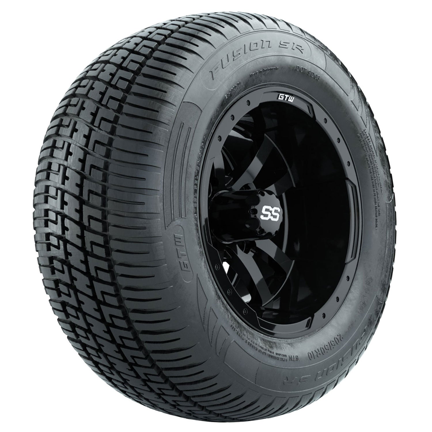 GTW 10 inch Storm Trooper black wheels with Fusion DOTstreet tires - Set of Four