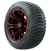GTW 12 inch Spyder red and black wheels with Excel Classic street tires - Set of Four