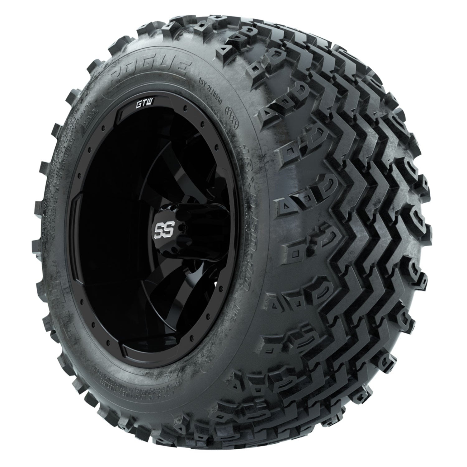 GTW 10 inch Storm Trooper black wheels with Rogue all-terrain tires - Set of Four