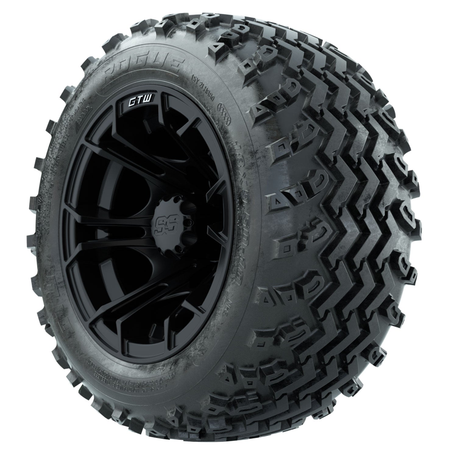 GTW 10 inch Spyder matte black wheels with Rogue all-terrain tires - Set of Four