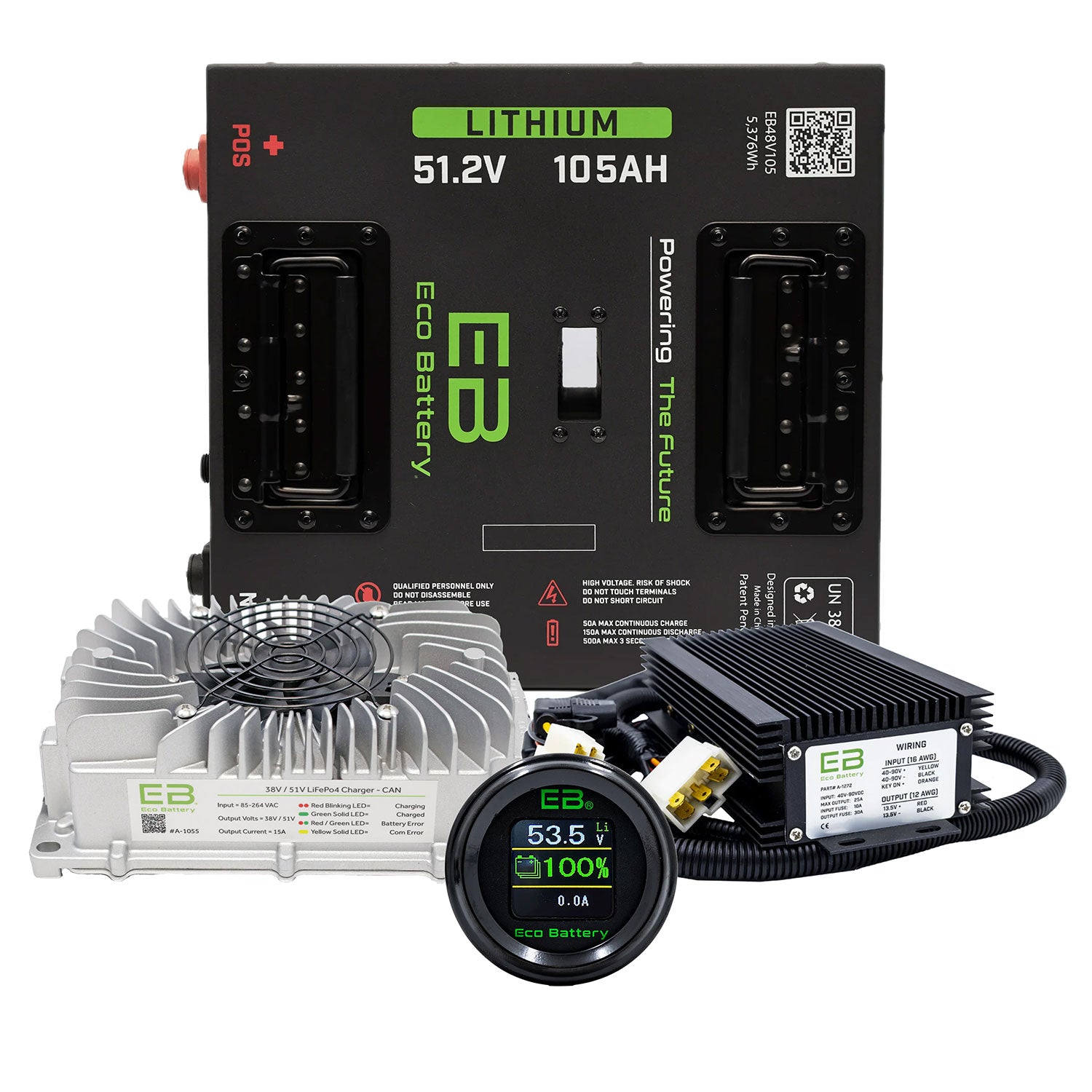 Club Car Carryall Eco Lithium 51v 105Ah Battery Bundle - Thru Hole