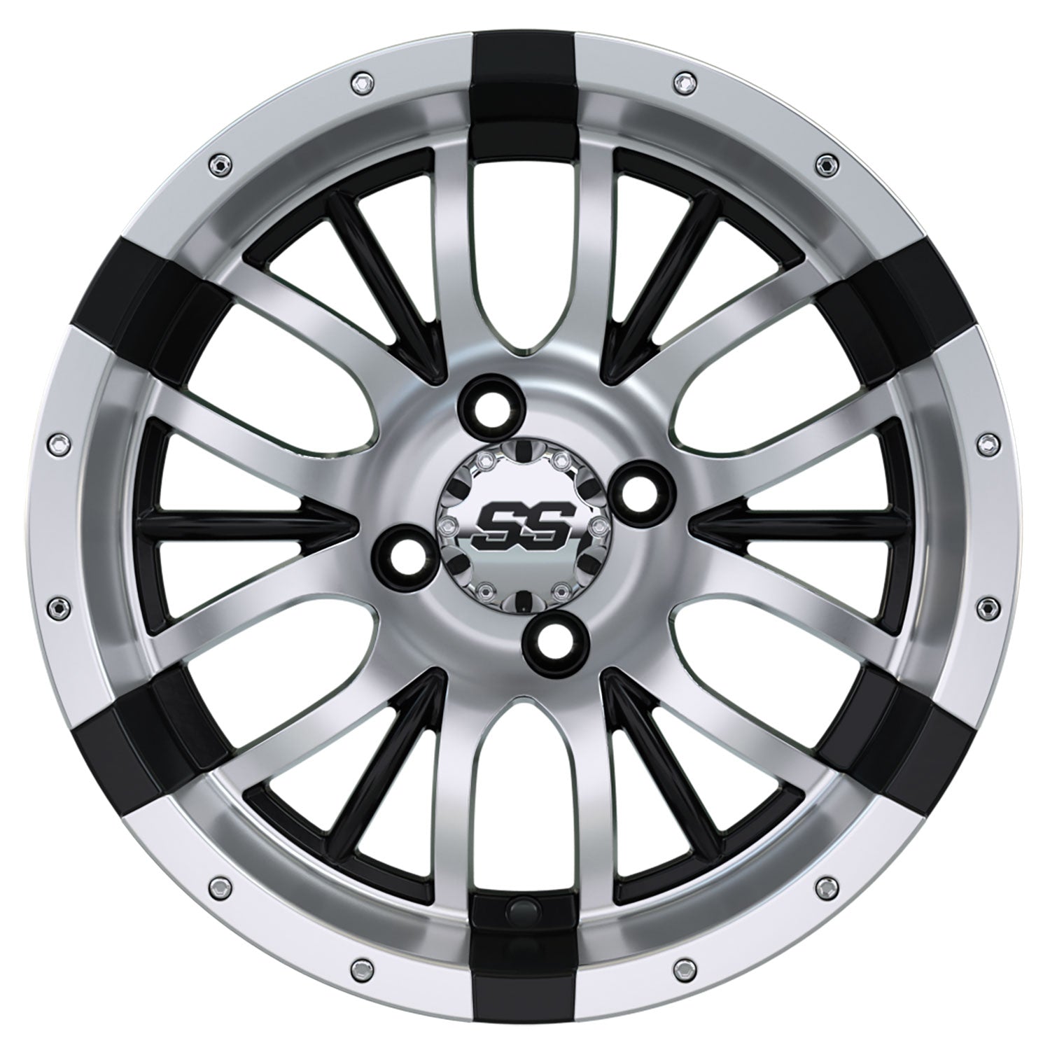 Diesel 14 inch GTW golf cart wheel - Silver / Black