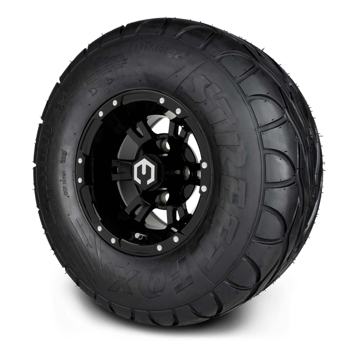 MODZ® 10" Ambush Glossy Black Wheels & Street Tires Combo (MODZ Street Fox Radial 22x11-10)