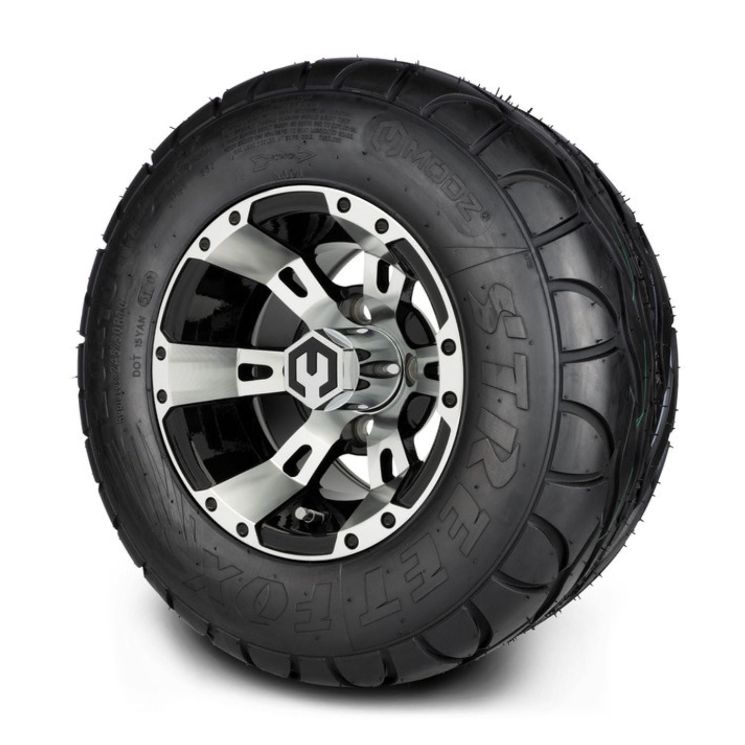 MODZ® 10" Ambush Machined Black Wheels & Street Tires Combo (MODZ Street Fox Radial 20x10-10)