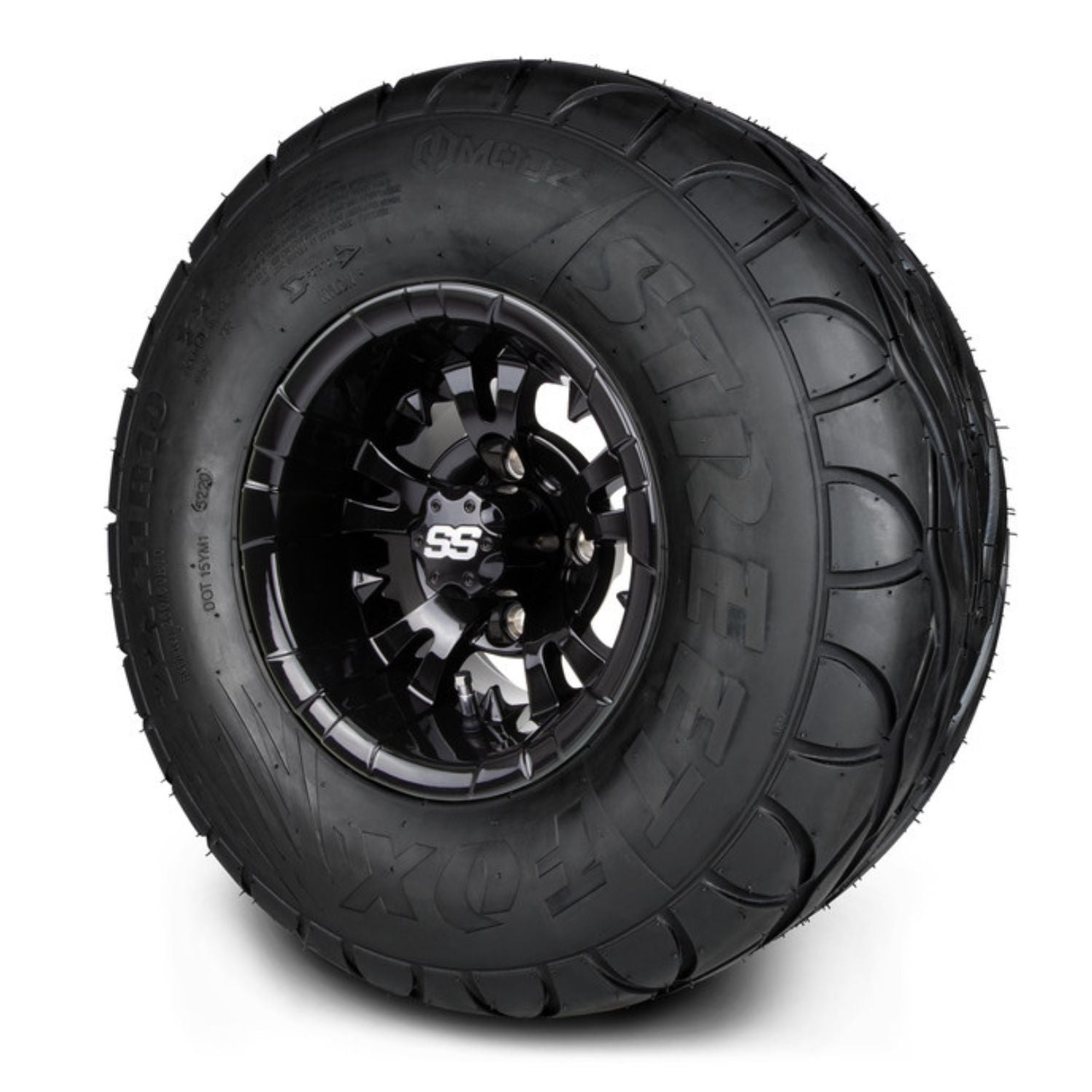 MODZ® 10" Vampire Glossy Black Wheels & Street Tires Combo (MODZ Street Fox Radial 22x11-10)