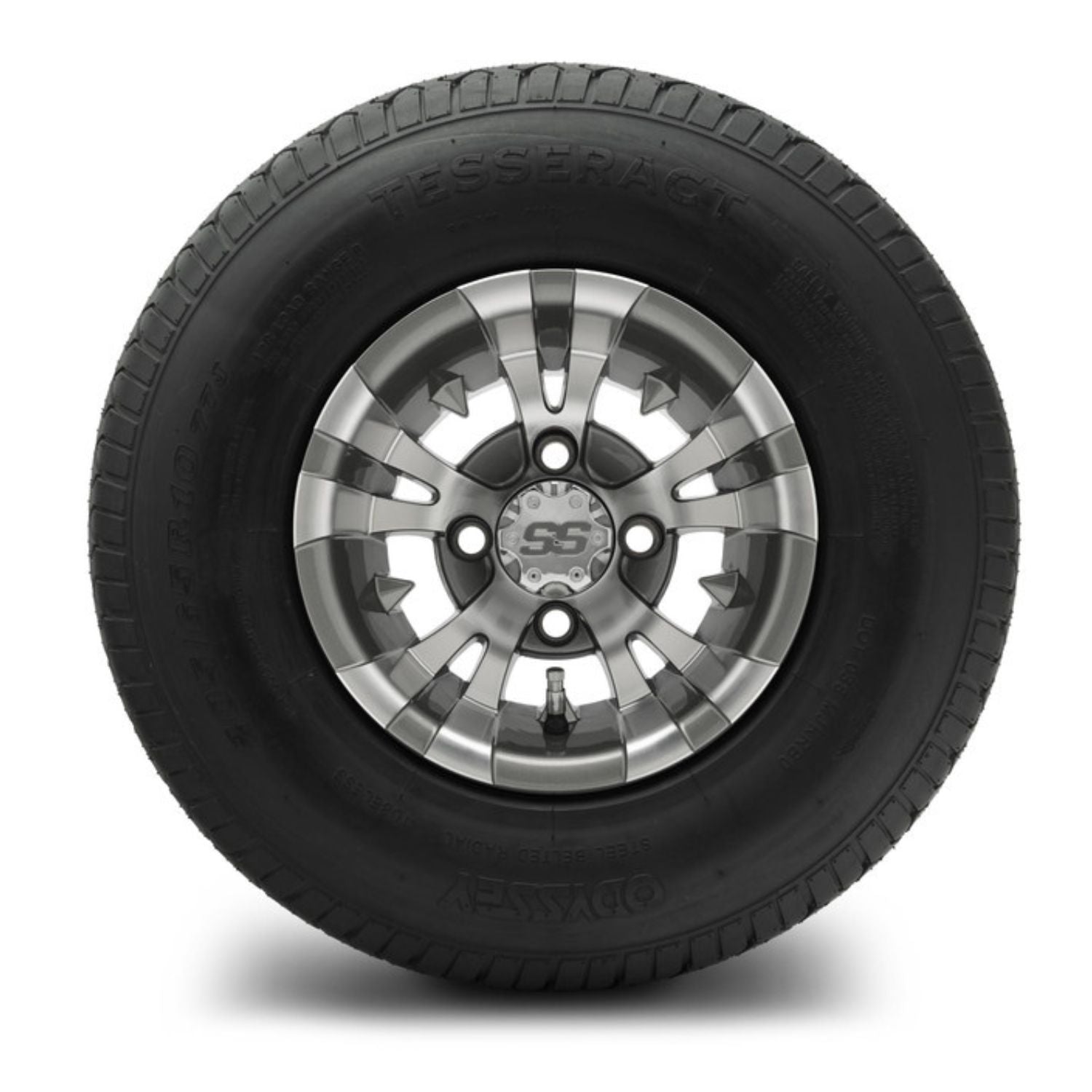 MODZ® 10" Vampire Gunmetal Wheels & Street Tires Combo (Odyssey Tesseract Steel-Belted Radial 205/65-R10)