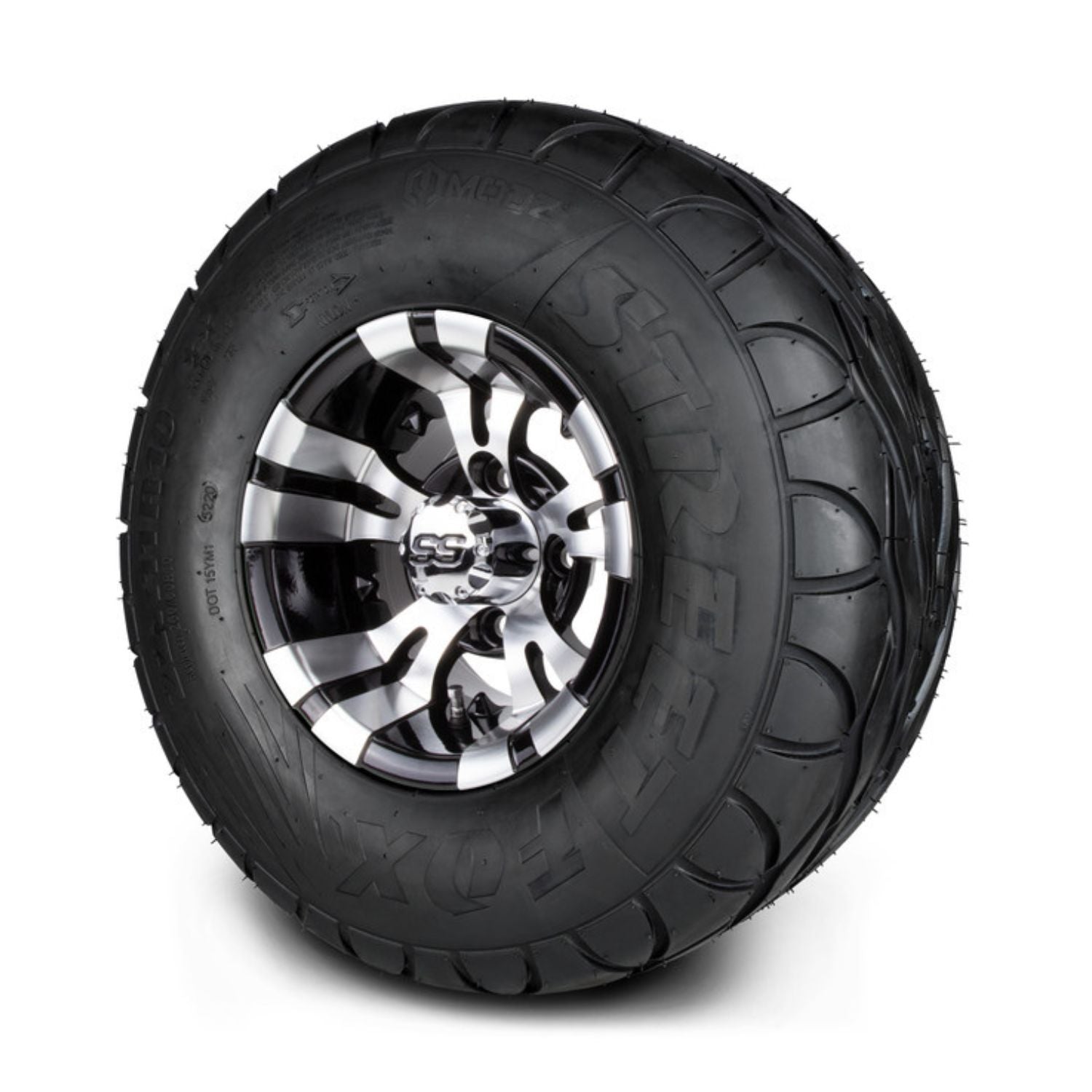 MODZ® 10" Vampire Machined Black Wheels & Street Tires Combo (MODZ Street Fox Radial 22x11-10)