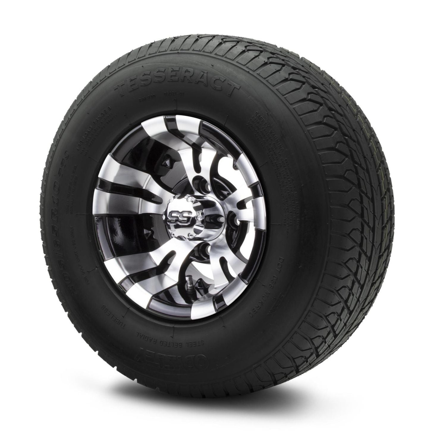MODZ® 10" Vampire Machined Black Wheels & Street Tires Combo (Odyssey Tesseract Steel-Belted Radial 205/65-R10)
