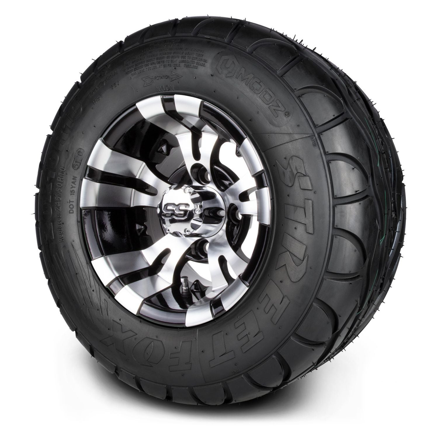 MODZ® 10" Vampire Machined Black Wheels & Street Tires Combo (MODZ Street Fox Radial 20x10-10)