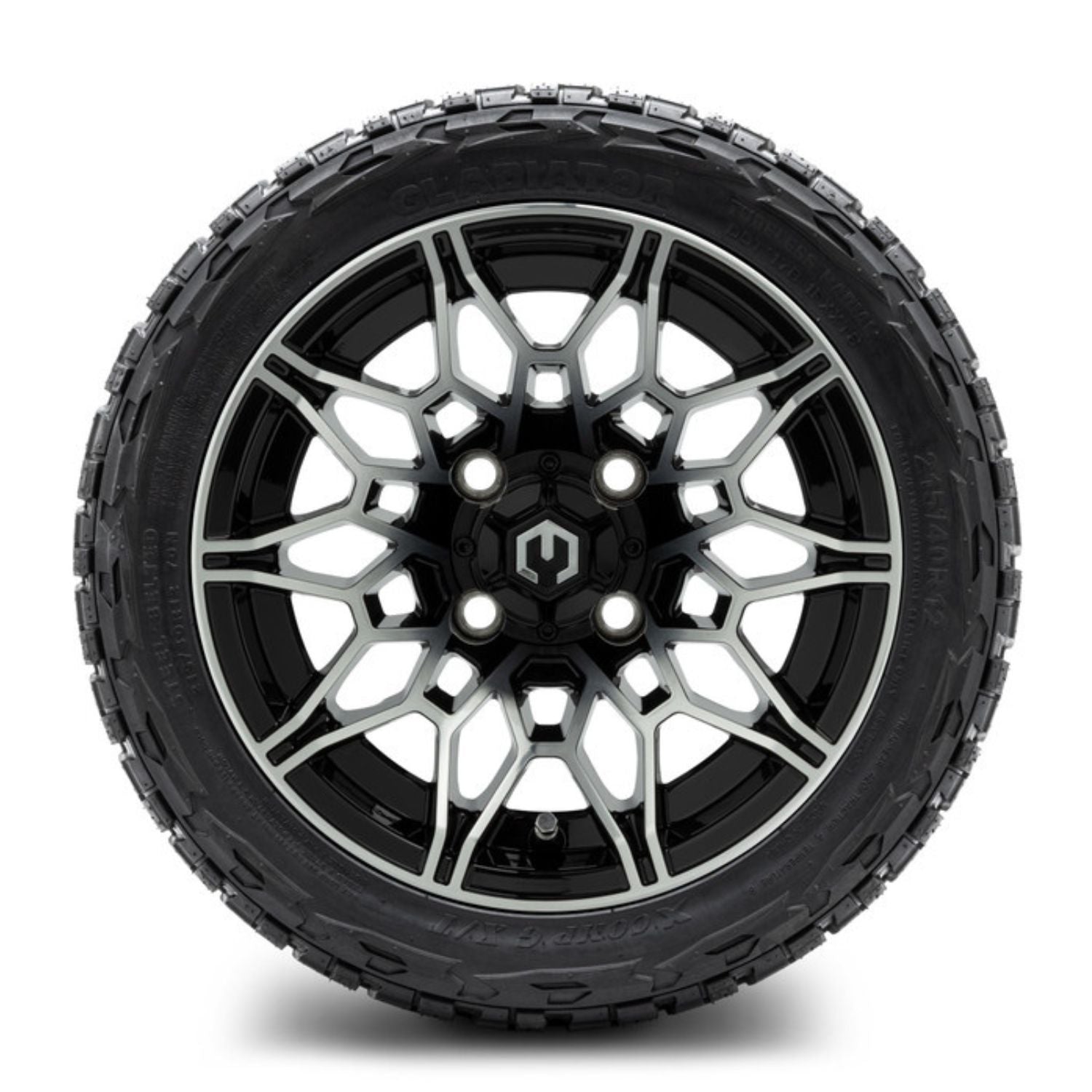 MODZ® 12" Galaxy Machined Black Wheels & Off-Road Tires Combo (Xcomp Gladiator Radial 215/40R-12)