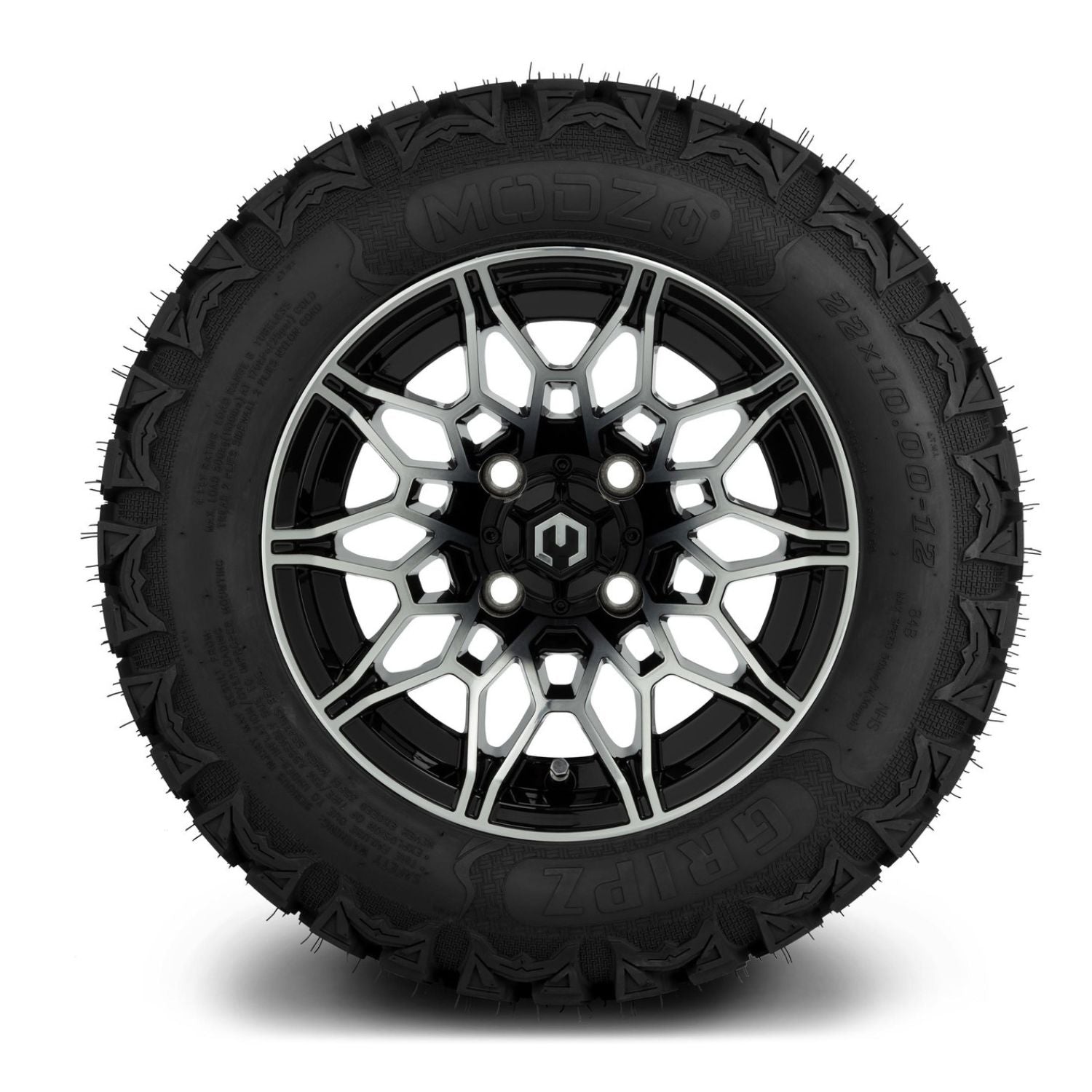 MODZ® 12" Galaxy Machined Black Wheels & Off-Road Tires Combo (MODZ Gripz 22x10-12)