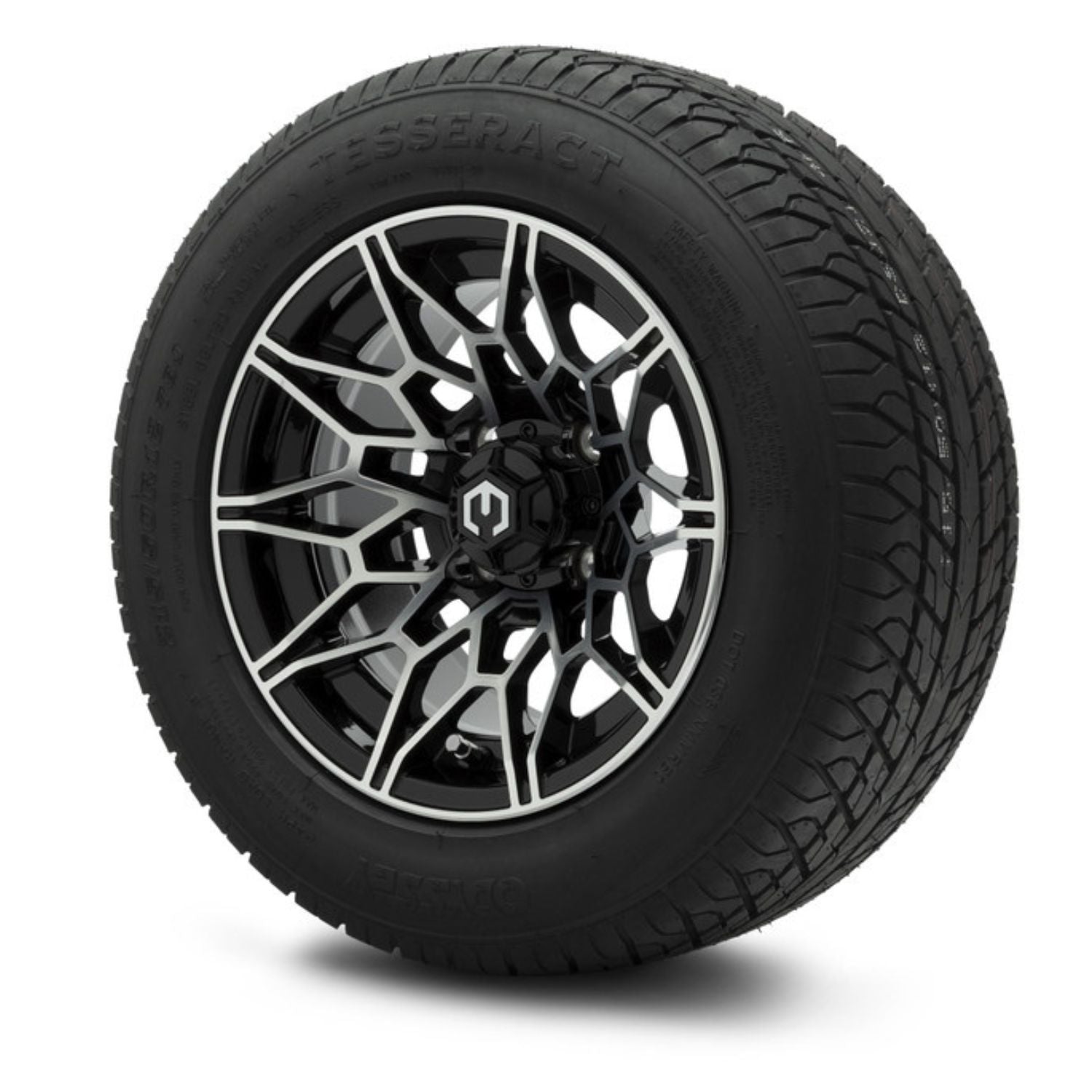MODZ® 12" Galaxy Machined Black Wheels & Street Tires Combo (Odyssey Tesseract Steel-Belted Radial 215/50-R12)