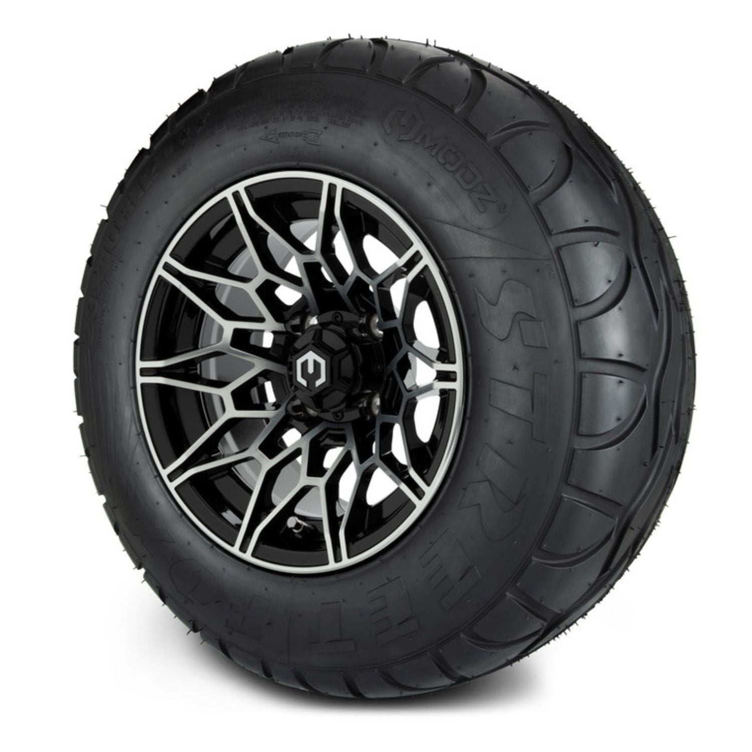 MODZ® 12" Galaxy Machined Black Wheels & Street Tires Combo (MODZ Street Fox Radial 23x10-12)