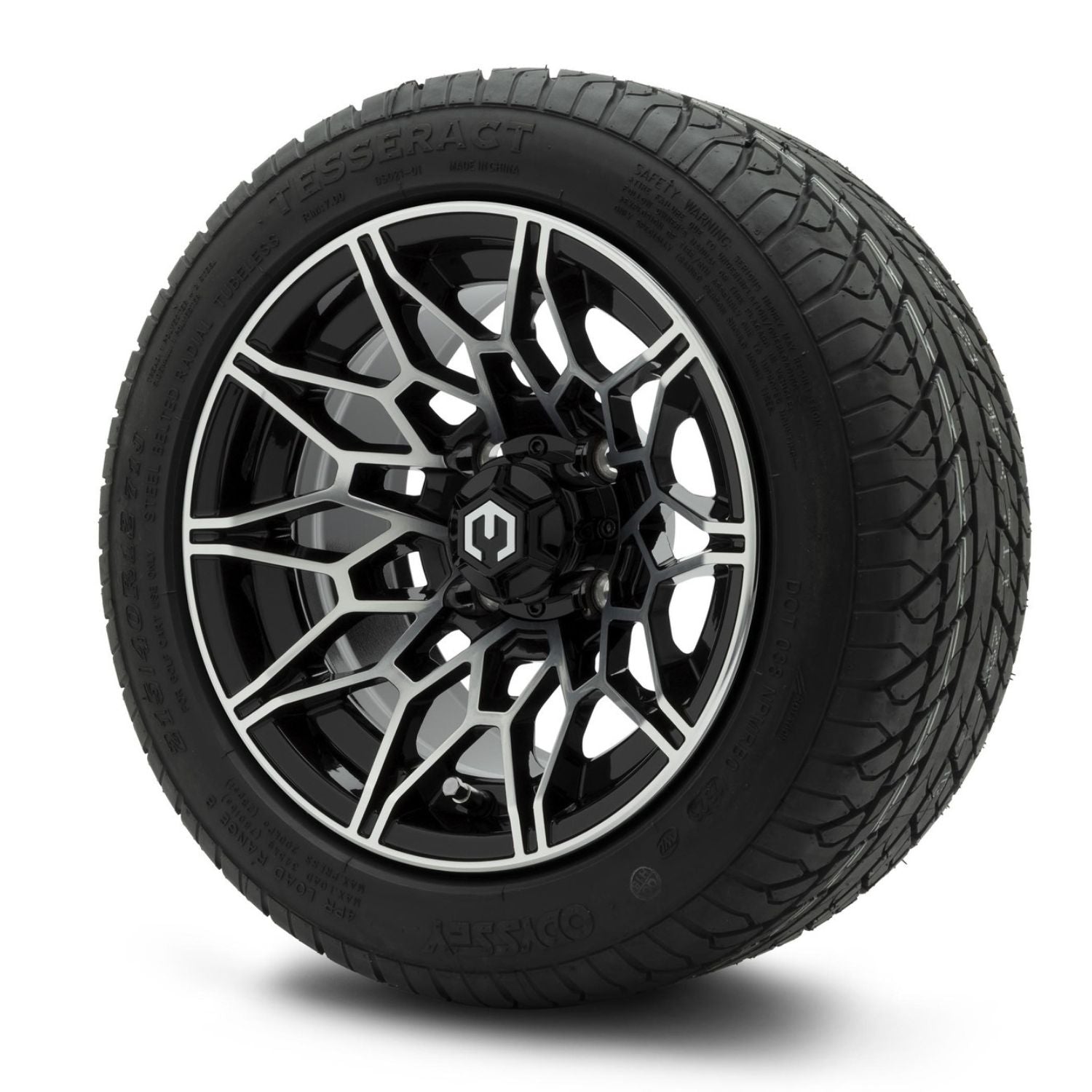 MODZ® 12" Galaxy Machined Black Wheels & Street Tires Combo (Odyssey Tesseract Steel-Belted Radial 215/40-R12)