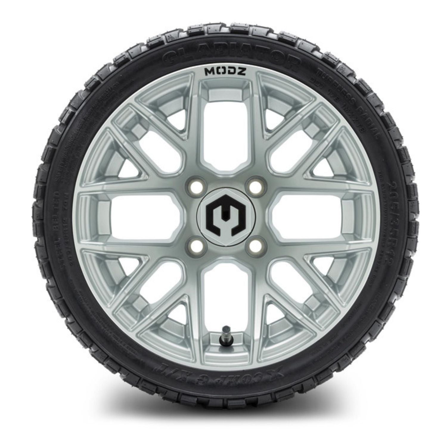 MODZ® 12" Matrix Silver Wheels & Off-Road Tires Combo (Xcomp Gladiator Radial 205/35R-12)