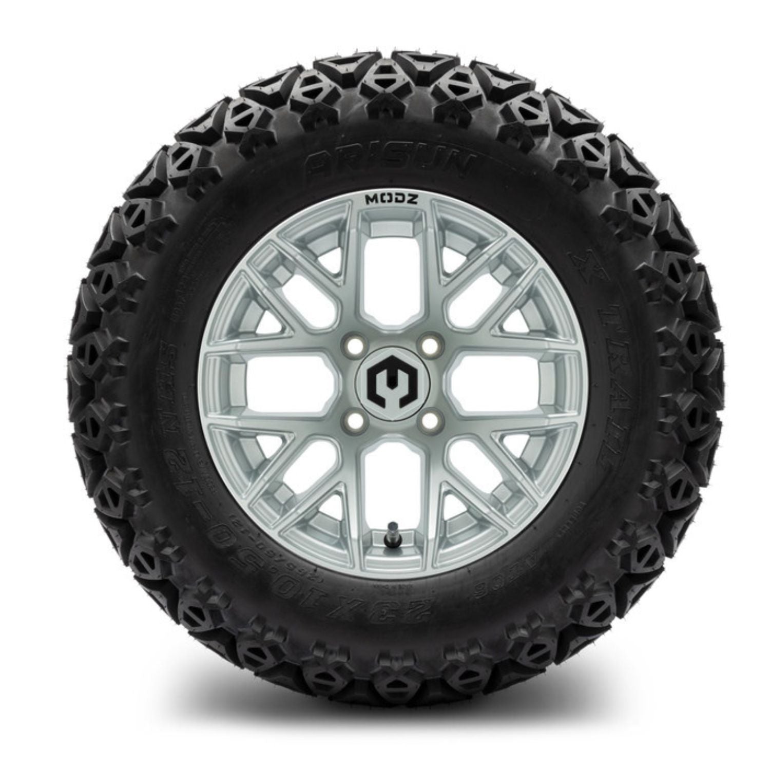 MODZ® 12" Matrix Silver Wheels & Off-Road Tires Combo (Arisun X-Trail All-Terrain 23x10.50-12)