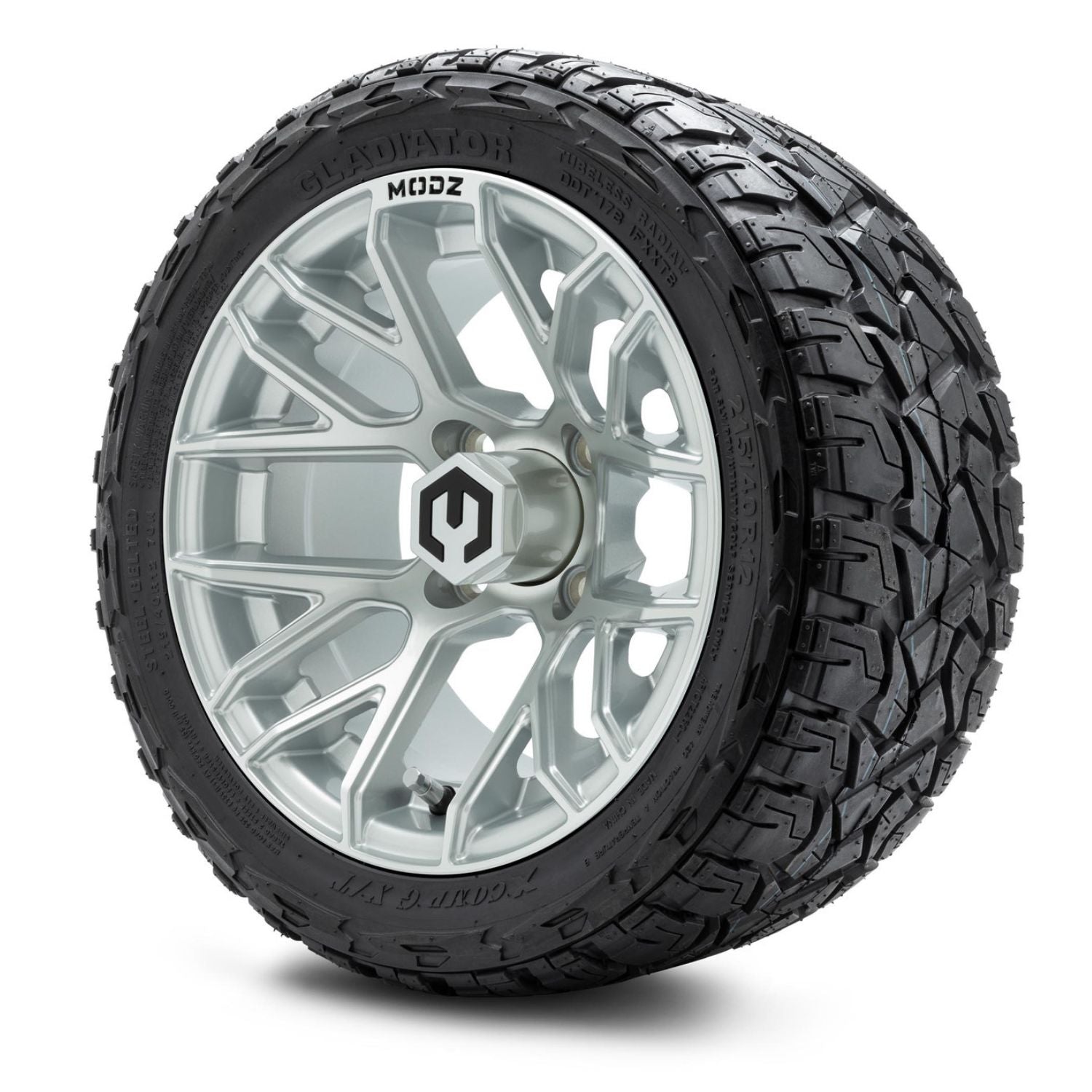 MODZ® 12" Matrix Silver Wheels & Off-Road Tires Combo (Xcomp Gladiator Radial 215/40R-12)