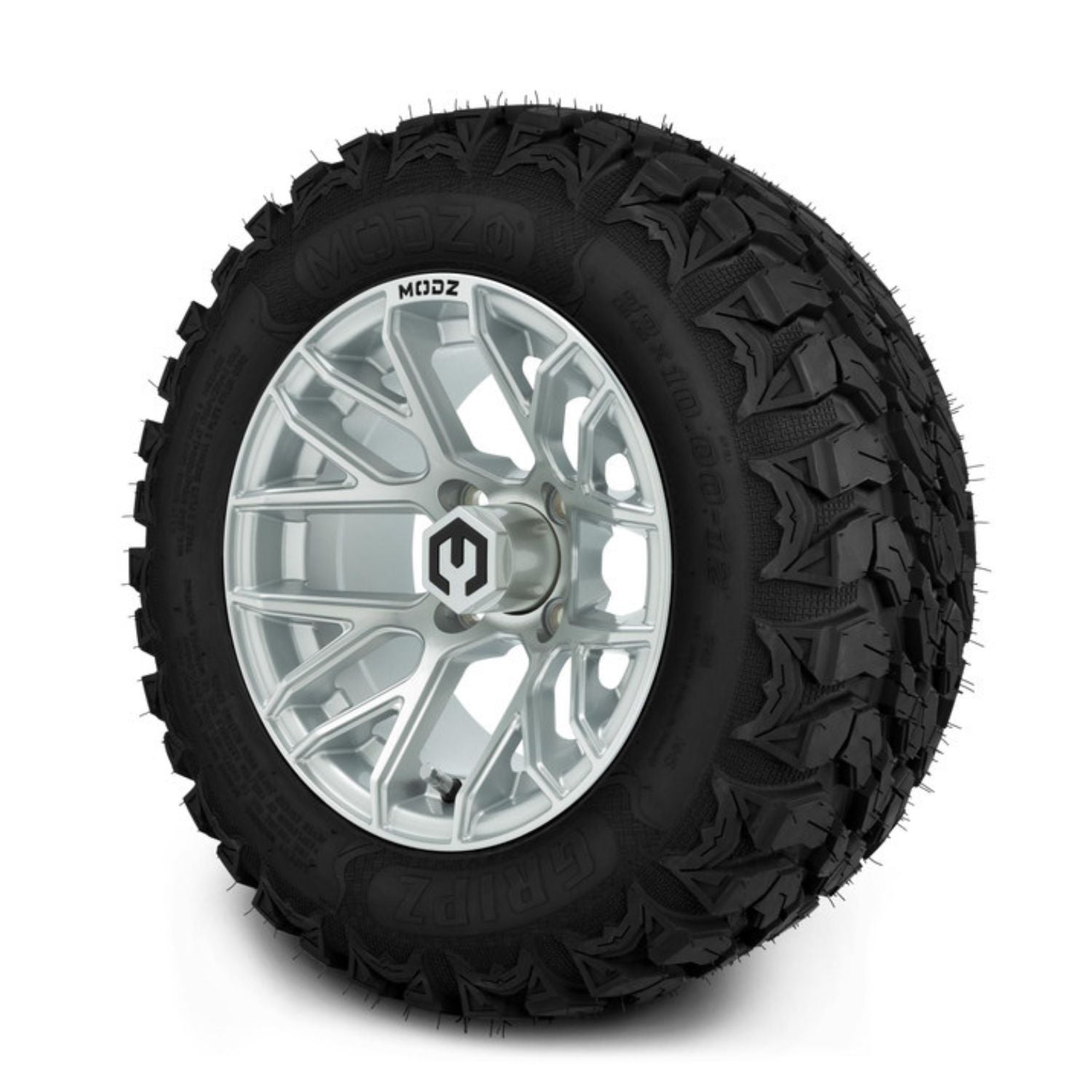 MODZ® 12" Matrix Silver Wheels & Off-Road Tires Combo (MODZ Gripz 22x10-12)