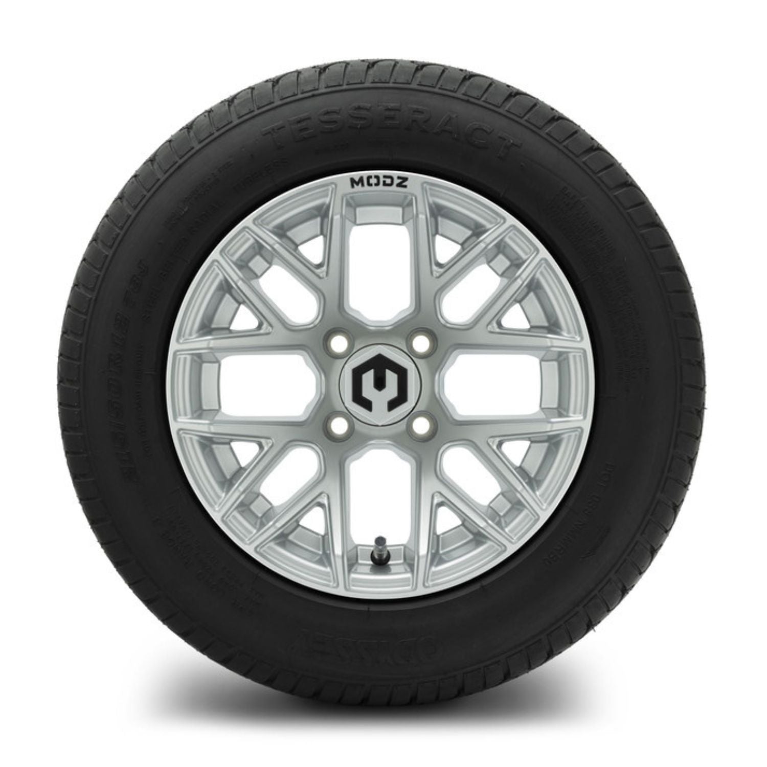 MODZ® 12" Matrix Silver Wheels & Street Tires Combo (Odyssey Tesseract Steel-Belted Radial 215/50-R12)