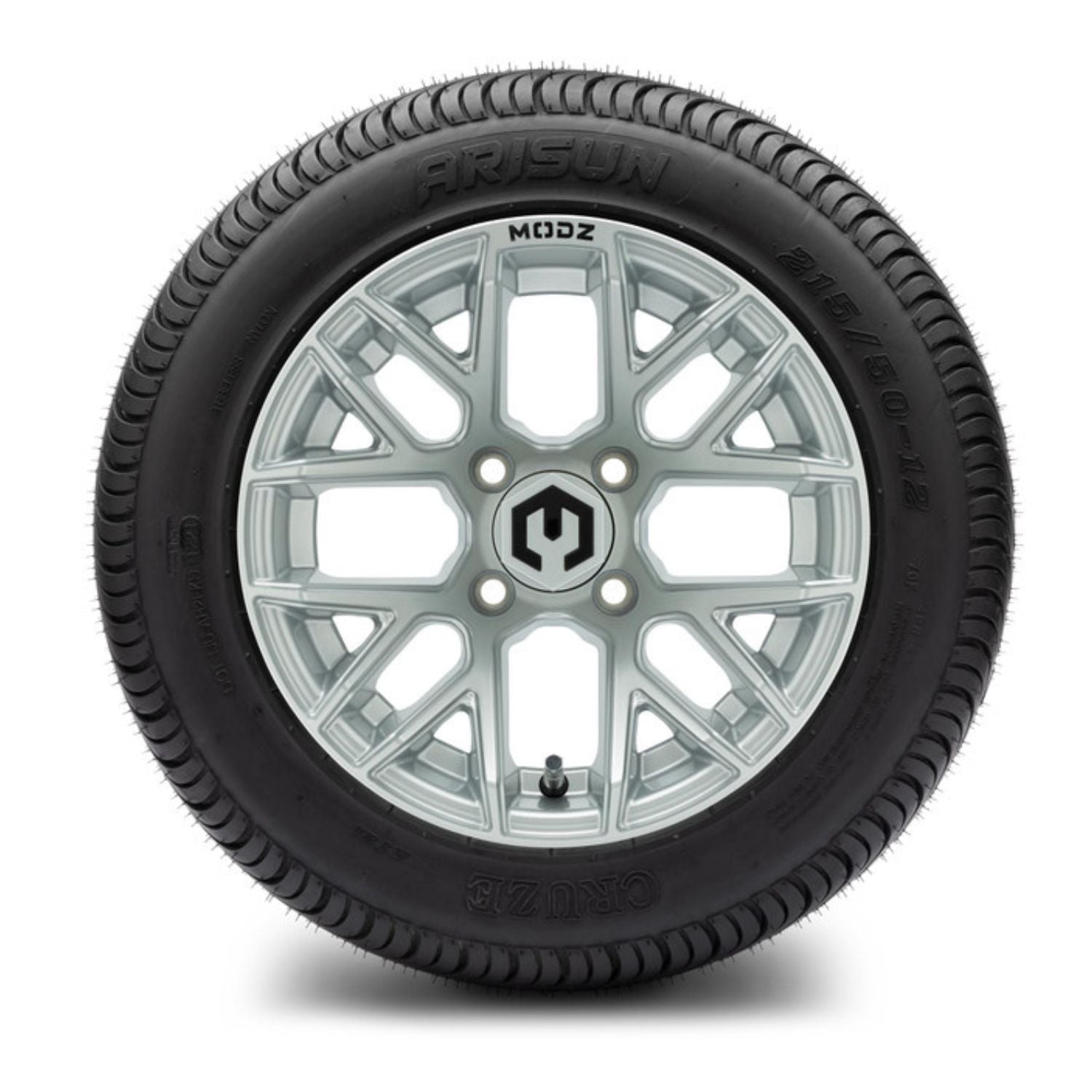 MODZ® 12" Matrix Silver Wheels & Street Tires Combo (Arisun Cruze 215/50-12)