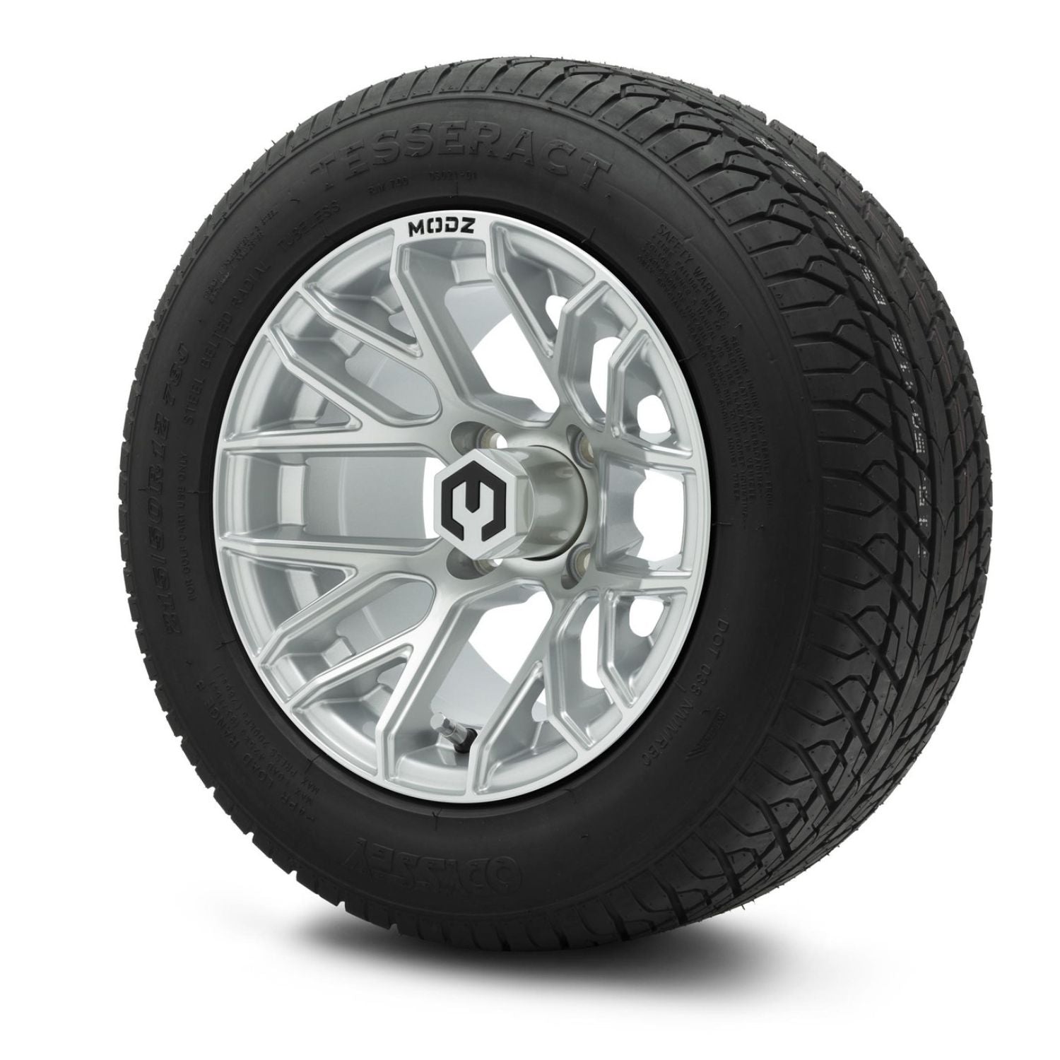 MODZ® 12" Matrix Silver Wheels & Street Tires Combo (Odyssey Tesseract Steel-Belted Radial 215/50-R12)