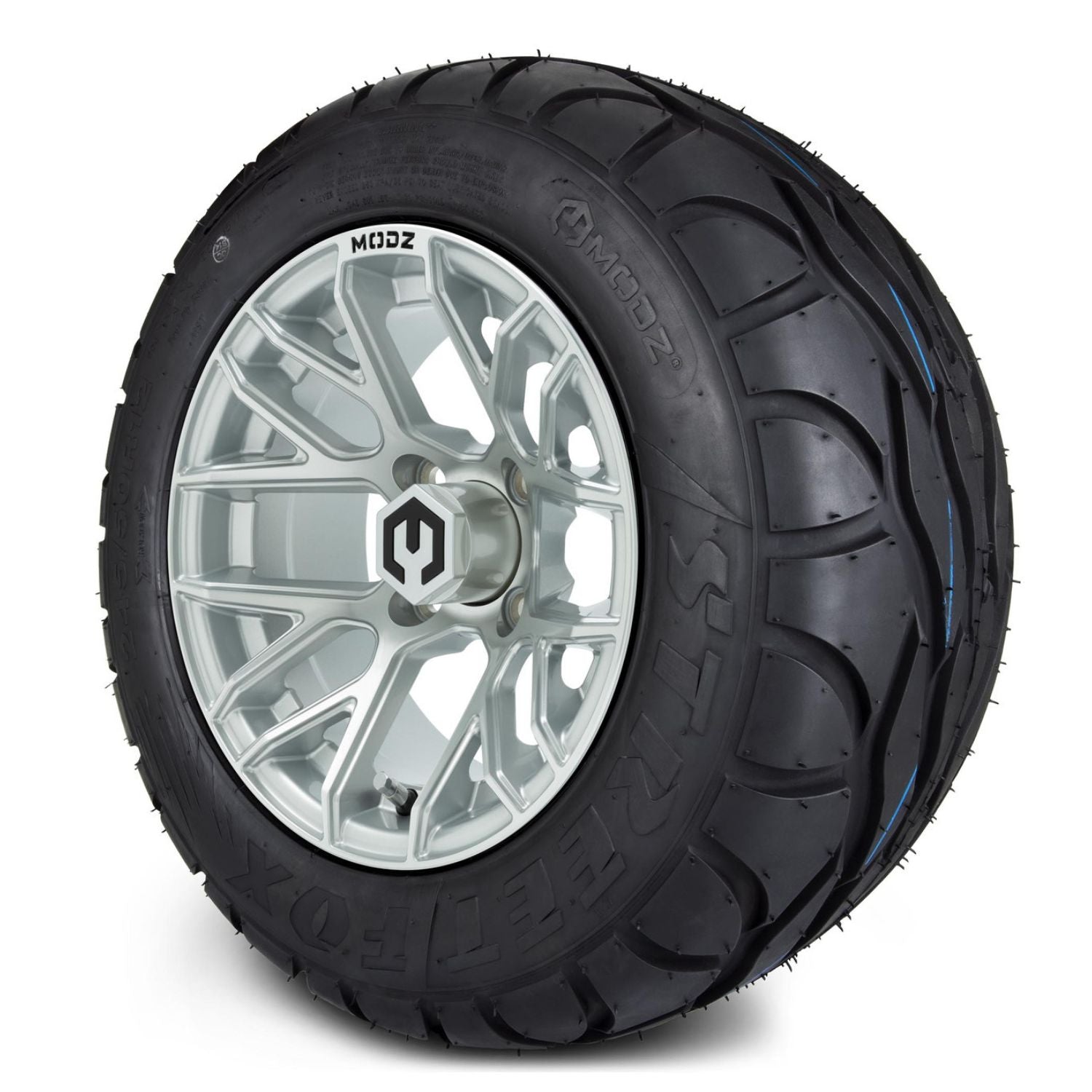 MODZ® 12" Matrix Silver Wheels & Street Tires Combo (MODZ Street Fox Radial 245/50-12)