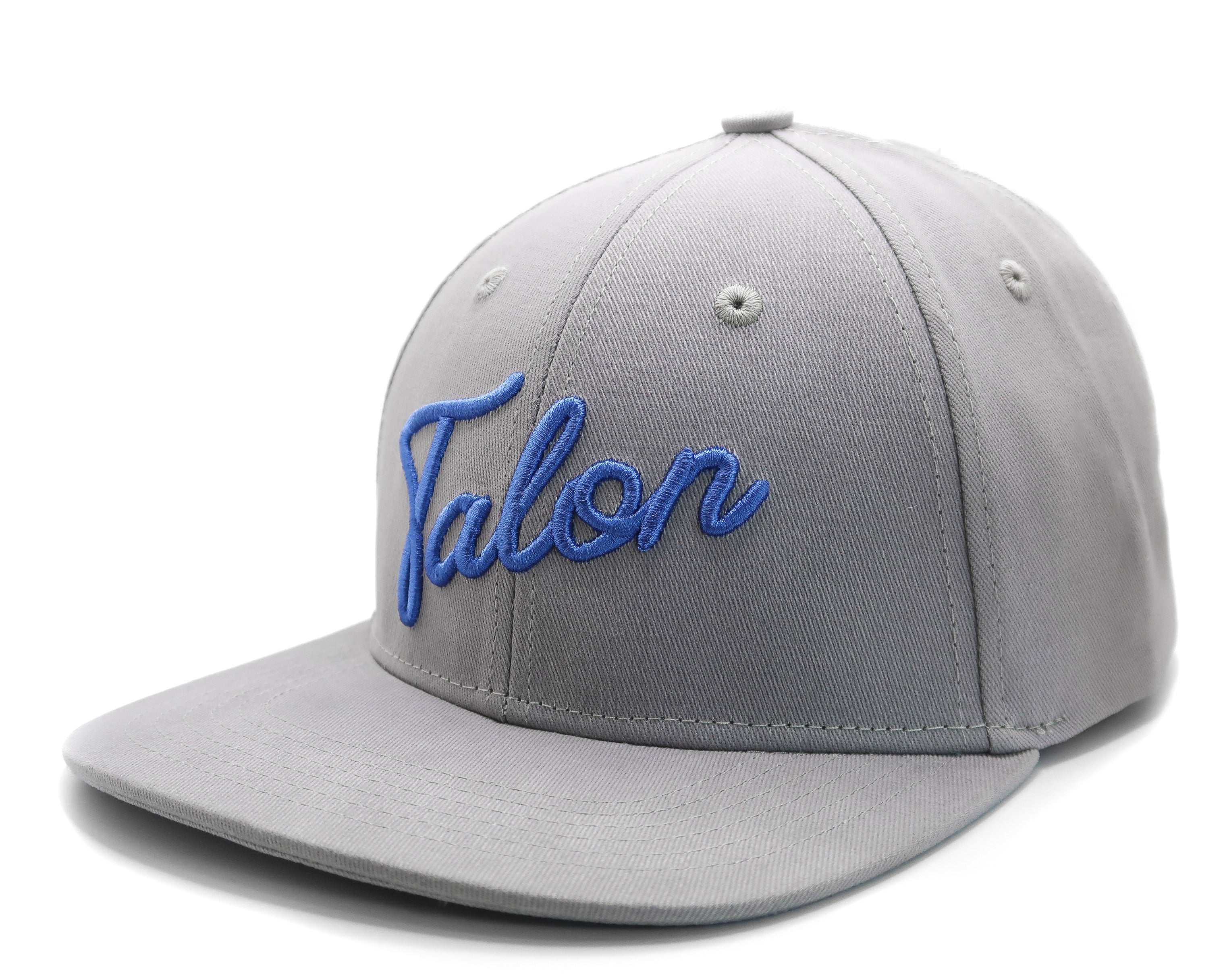 Flat Brim Hat - Grey w/ Royal Script