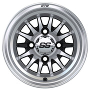 Medusa 10 inch GTW golf cart wheel - Silver / Black