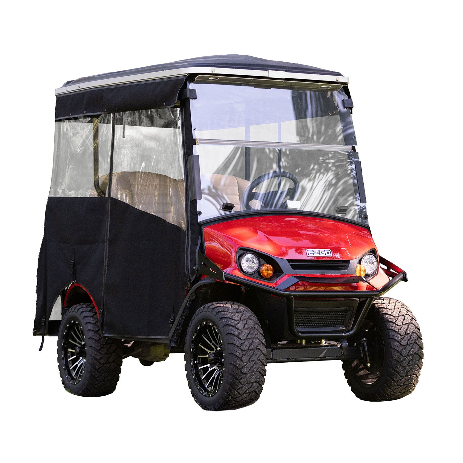 RedDot EZGO Express S4 Elite with 80” Non Modular Top Black 3-Sided Track Style Vinyl Enclosure (Years 2023-Up)