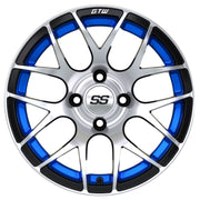 Pursuit 14 inch GTW golf cart wheel - Silver / Blue