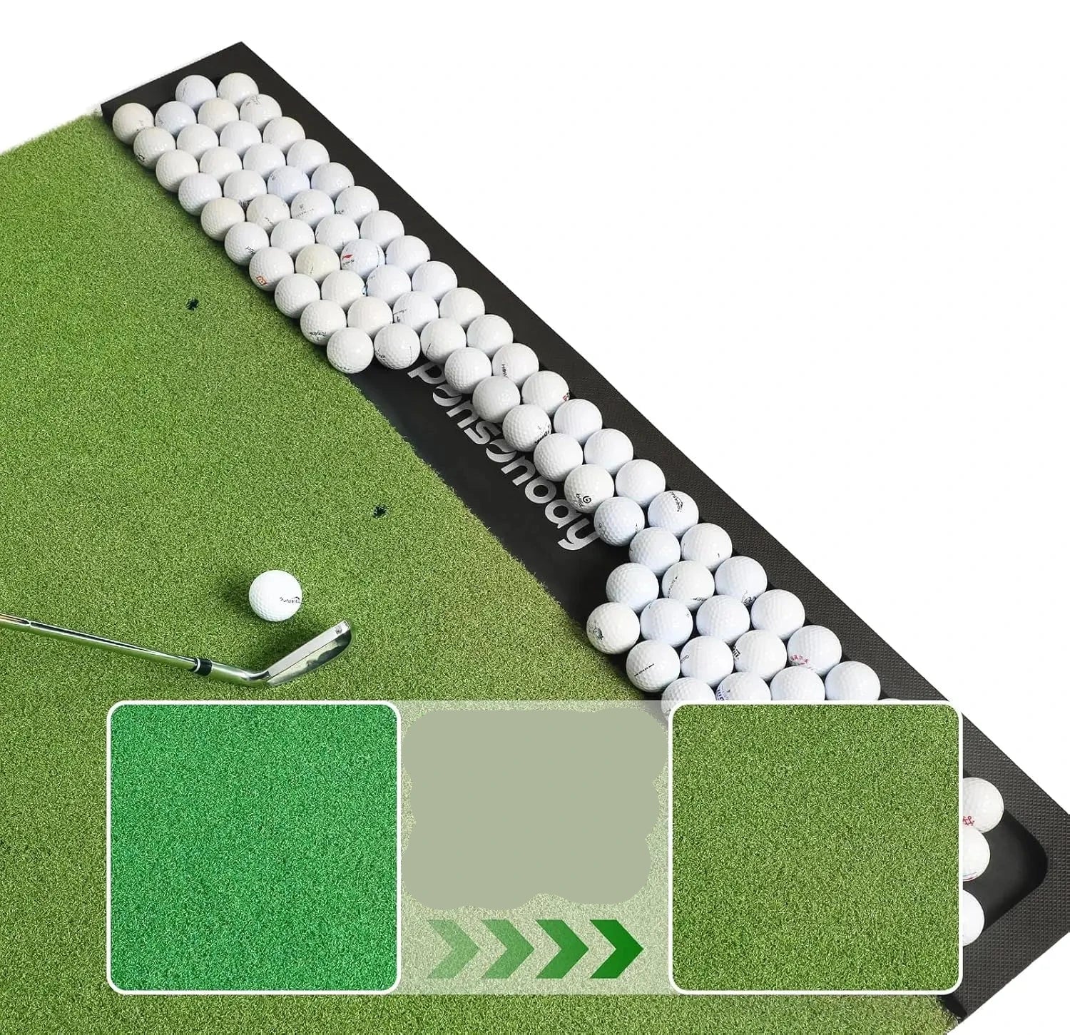 5x4ft Thick Golf Practice Mat with Ball Tray & Tees
