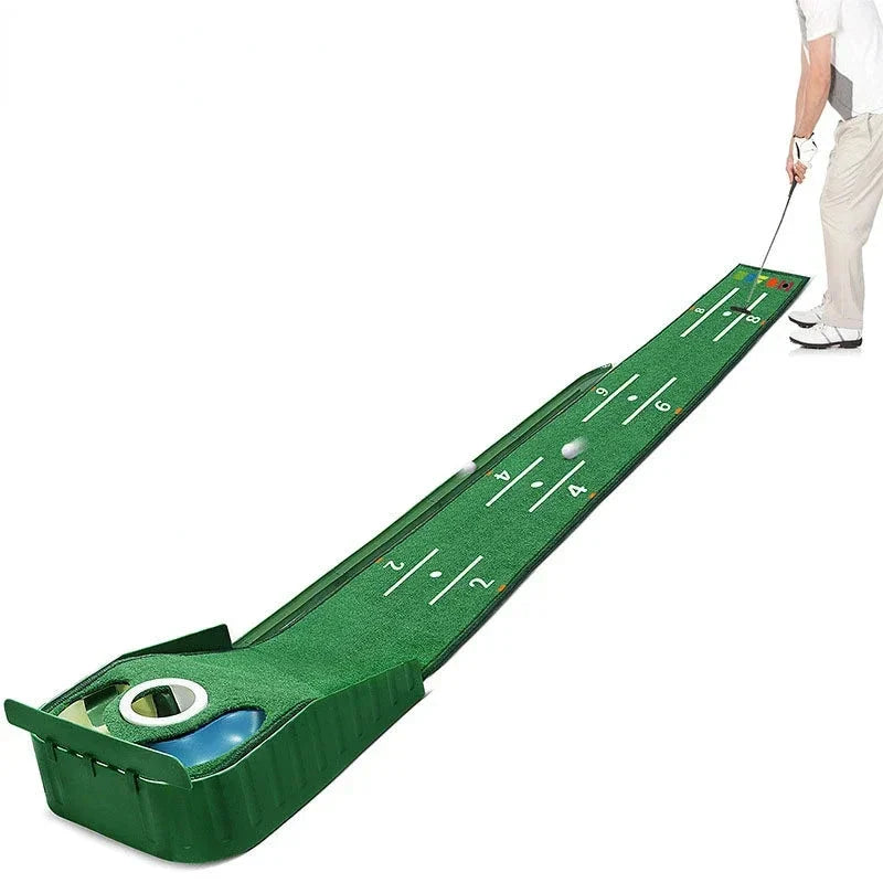 Home Golf Practice Set  Putting Mat  Ball Return  Green Carpet