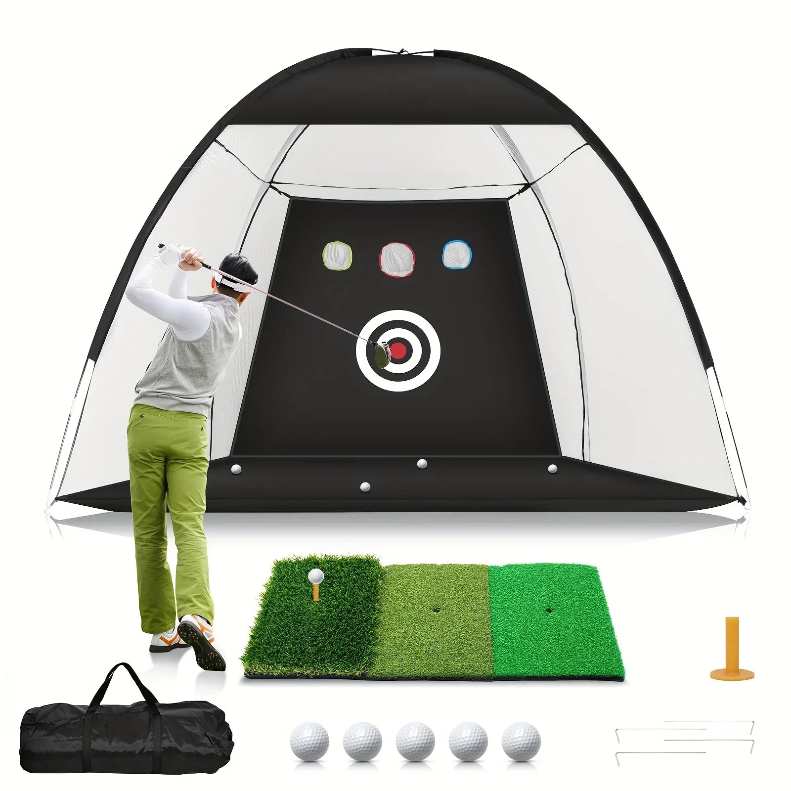 Golf Practice Net with Mat Balls  and Tee