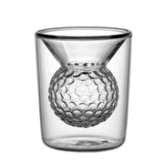 DecorBites™ Golf Ball Double Tumbler: High Borosilicate Thickened Glass Cup