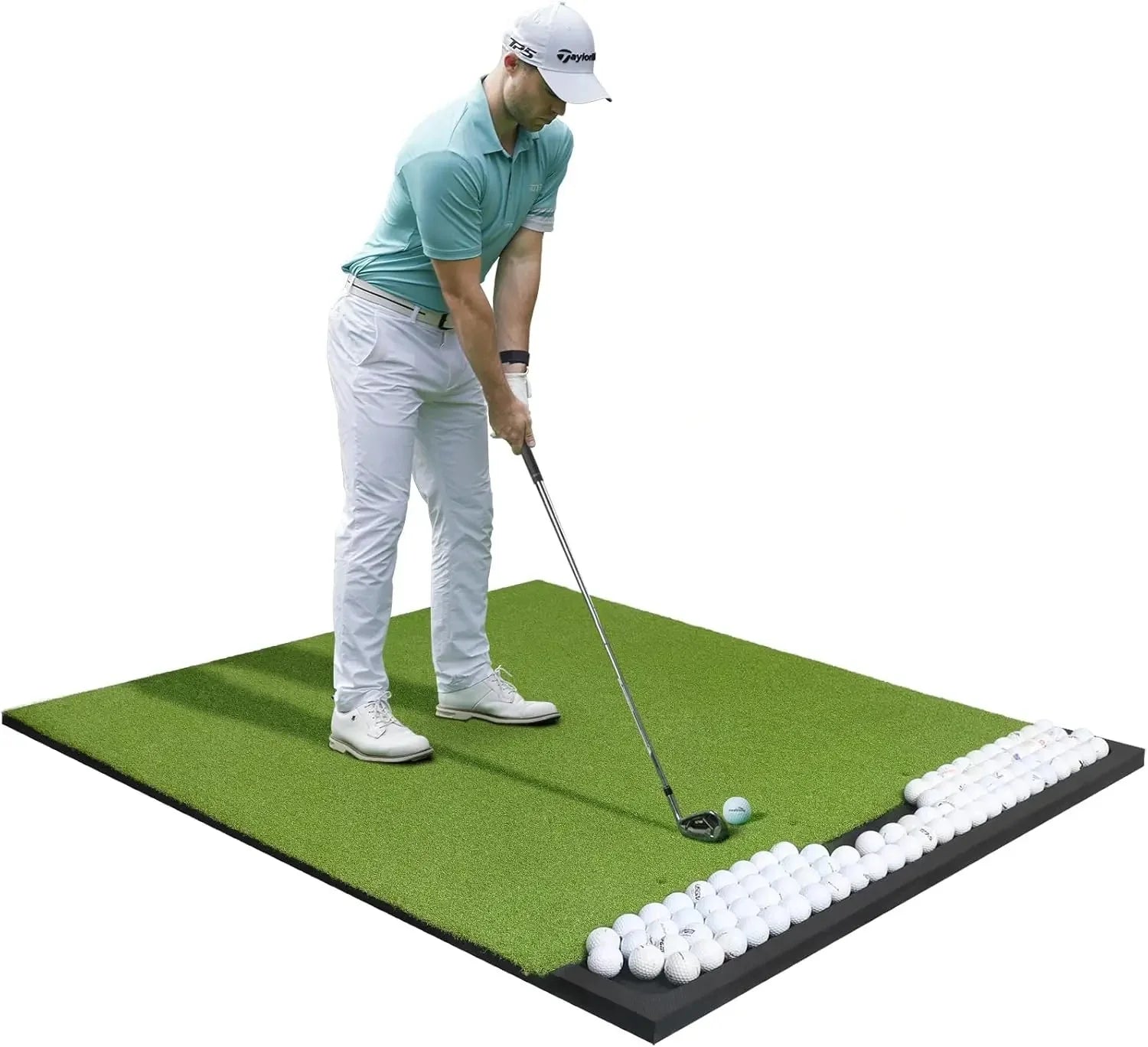 5x4ft Thick Golf Practice Mat with Ball Tray & Tees