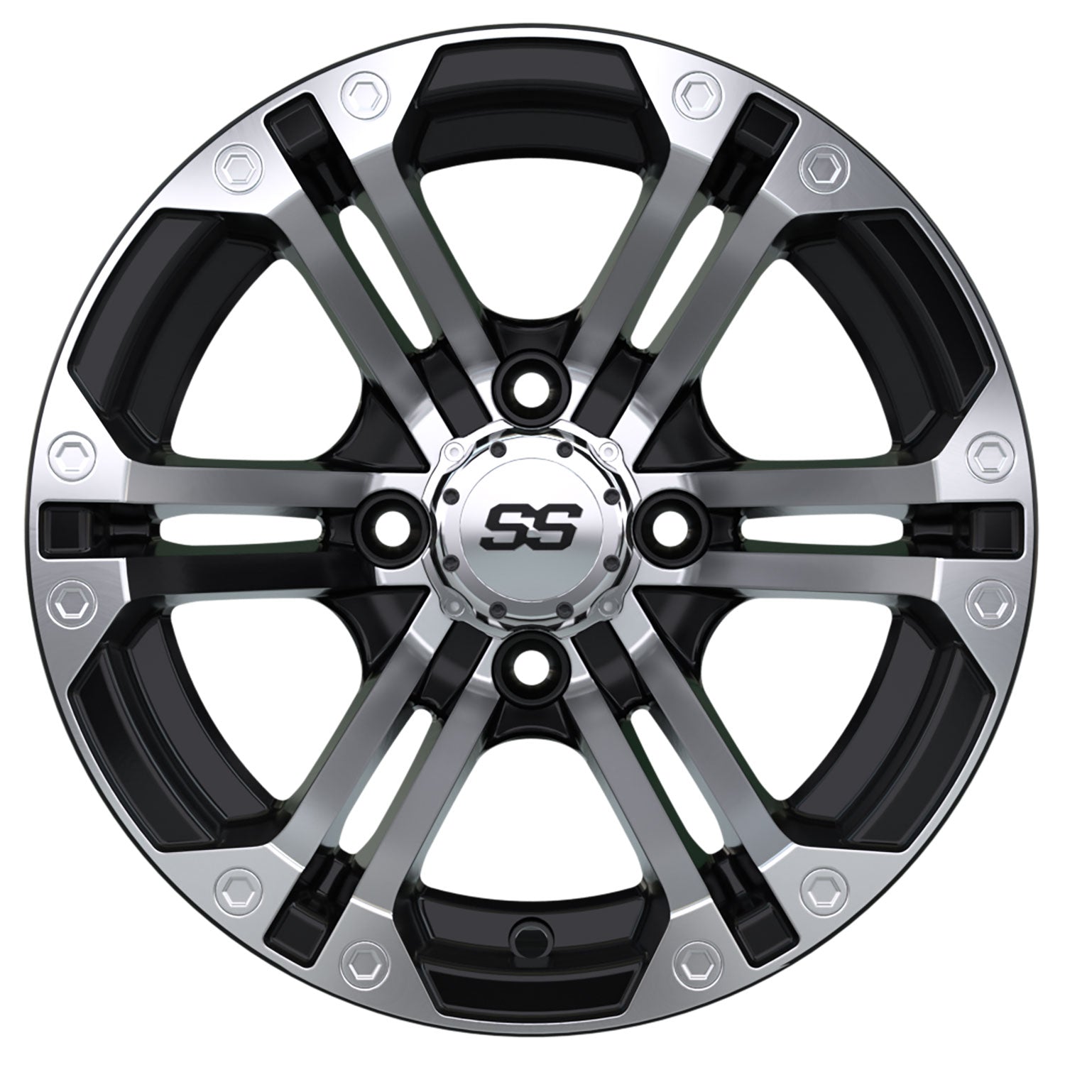 Specter 12 inch GTW golf cart wheel - Black / Silver