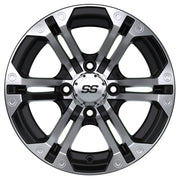 Specter 12 inch GTW golf cart wheel - Black / Silver