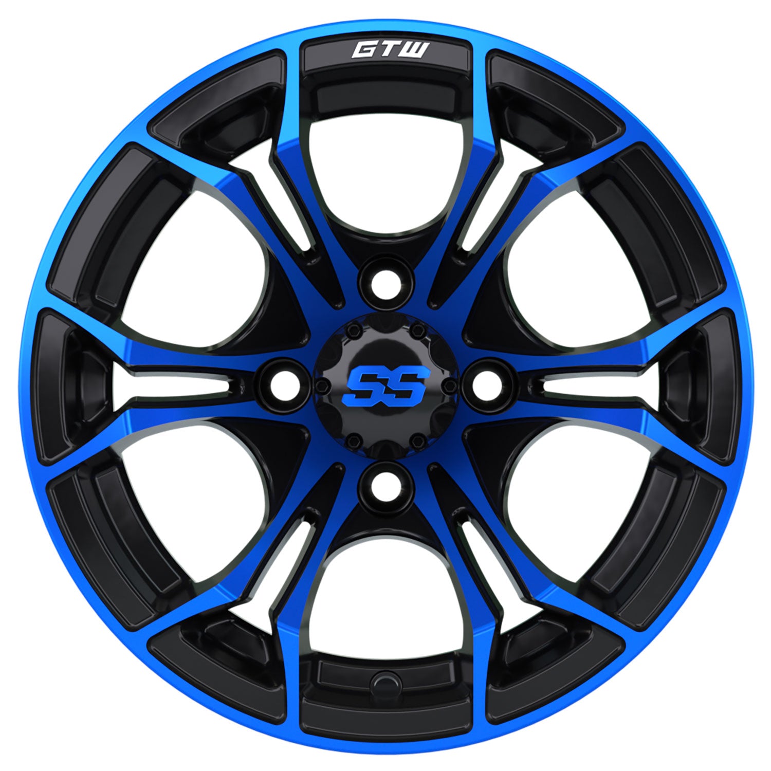 Spyder 12 inch GTW golf cart wheel - Black / Blue