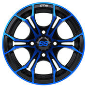 Spyder 12 inch GTW golf cart wheel - Black / Blue