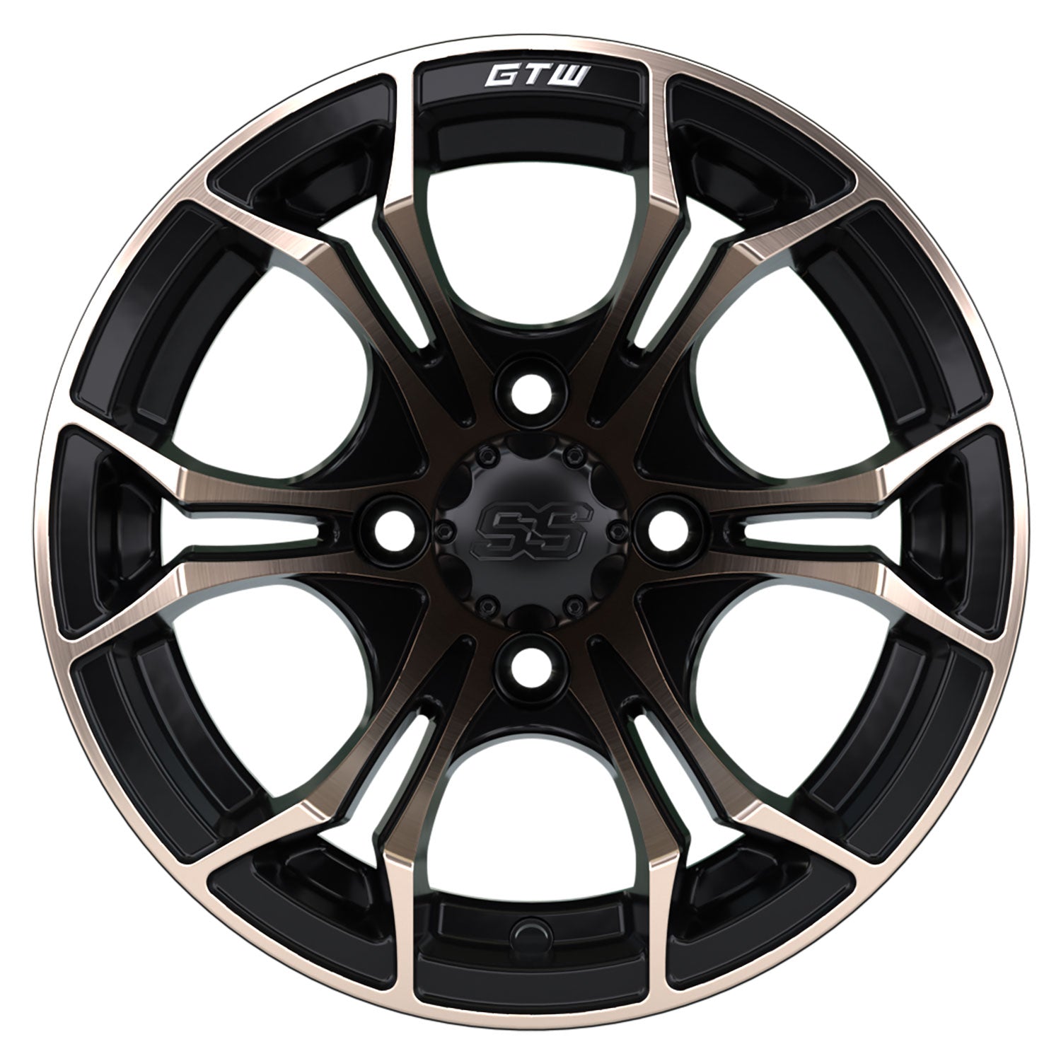 Spyder 12 inch GTW golf cart wheel - Matte Black / Bronze