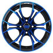 Spyder 15 inch GTW golf cart wheel - Black / Blue