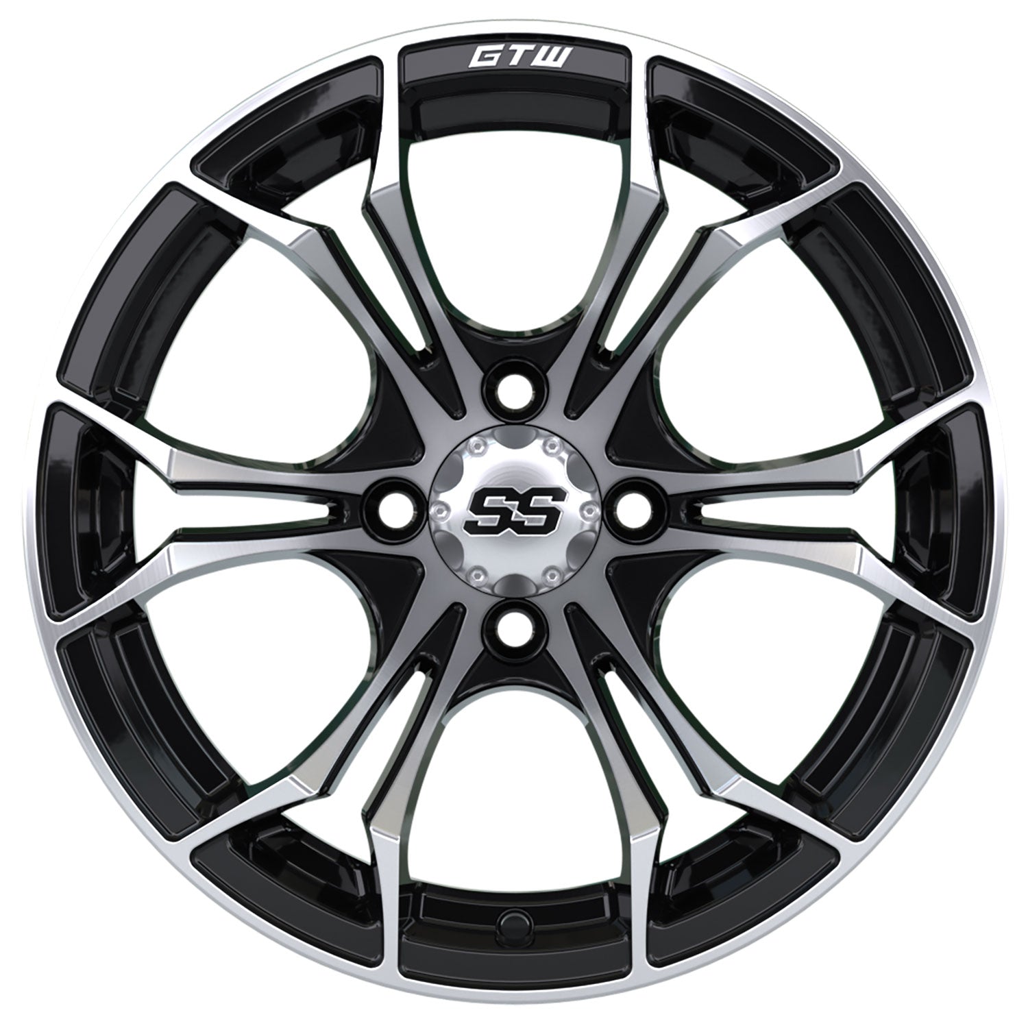 Spyder 14 inch GTW golf cart wheel - Black / Silver